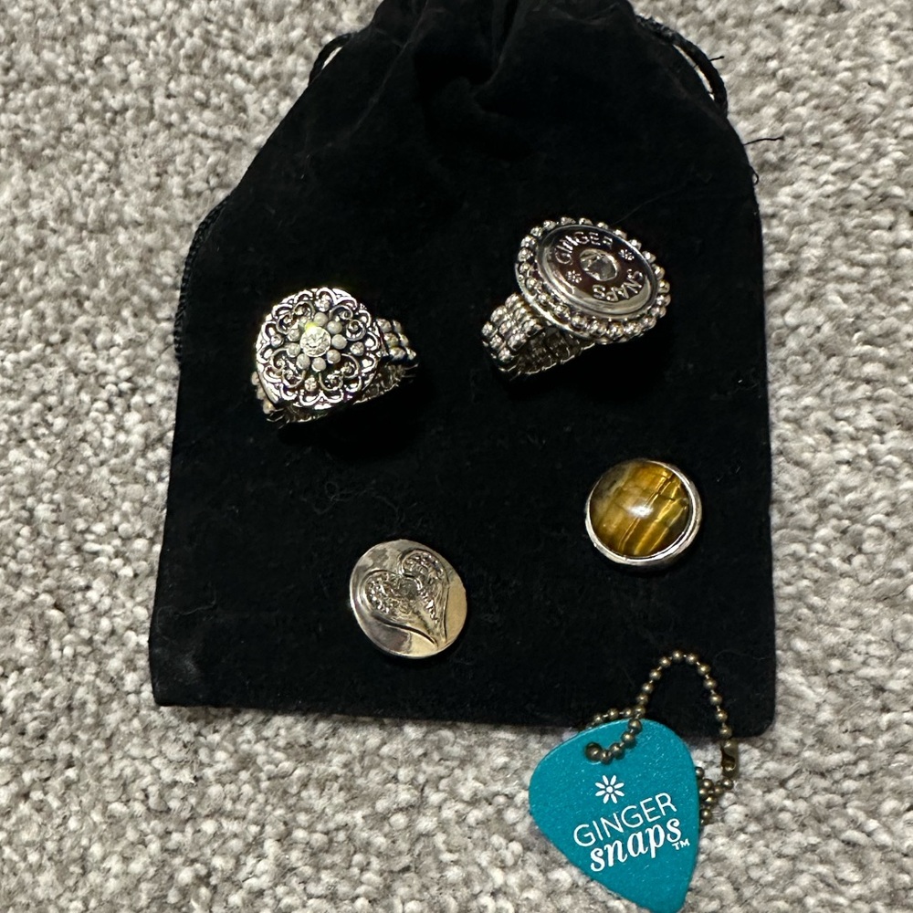 2 adjustable Ginger Snaps rings and three ring faces